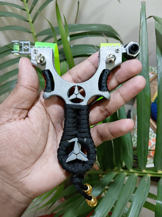 Professional Double-Spiral Laser Slingshot — Precision Outdoor Target Practice Tool For Fun (Black)